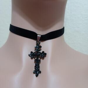 Black color cross black velvet
